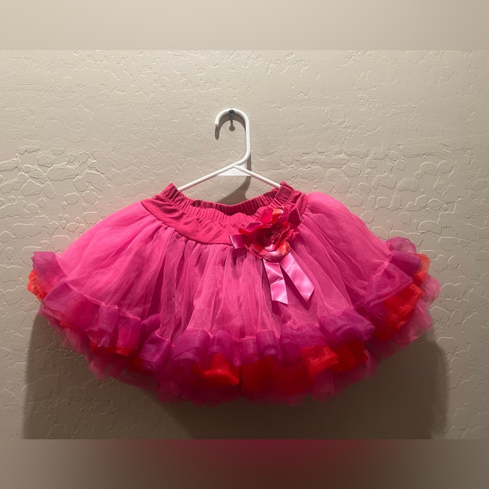 Girls, hot pink with purple and orange tutu